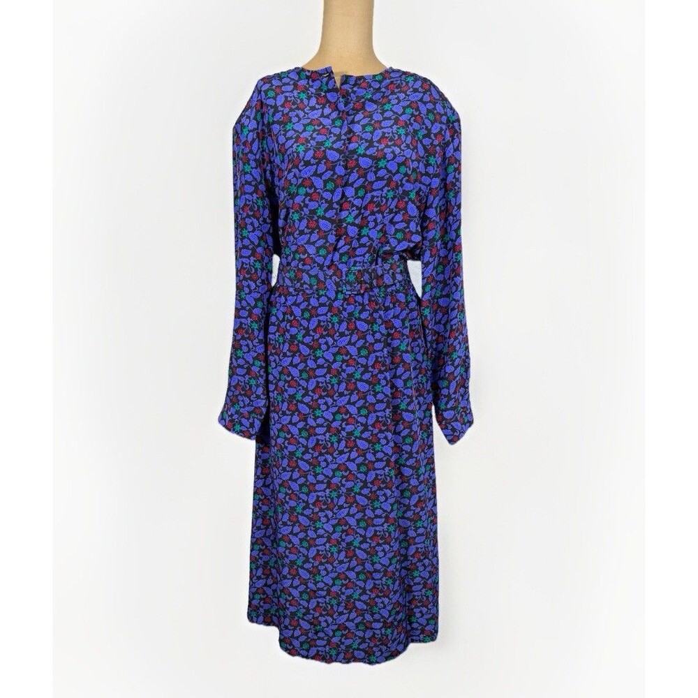Vintage 80s Nicole Summers Belted Floral Dress Deadstock Women’s Size 20 NWT